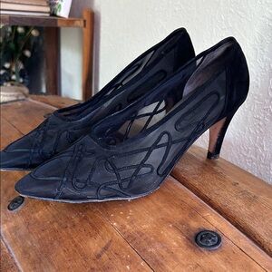 Paloma Barcelo vintage Black Mesh Heels | Size 10